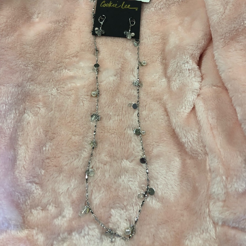 Cookie Lee 42” pearl and crystal necklace set